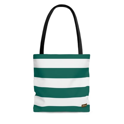 Lightweight Tote Bag - Turquoise/White Stripes
