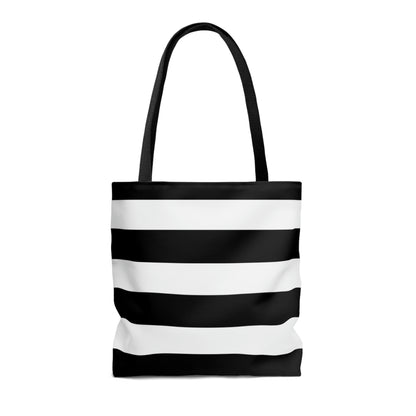 Lightweight Tote Bag - Black/White Stripes