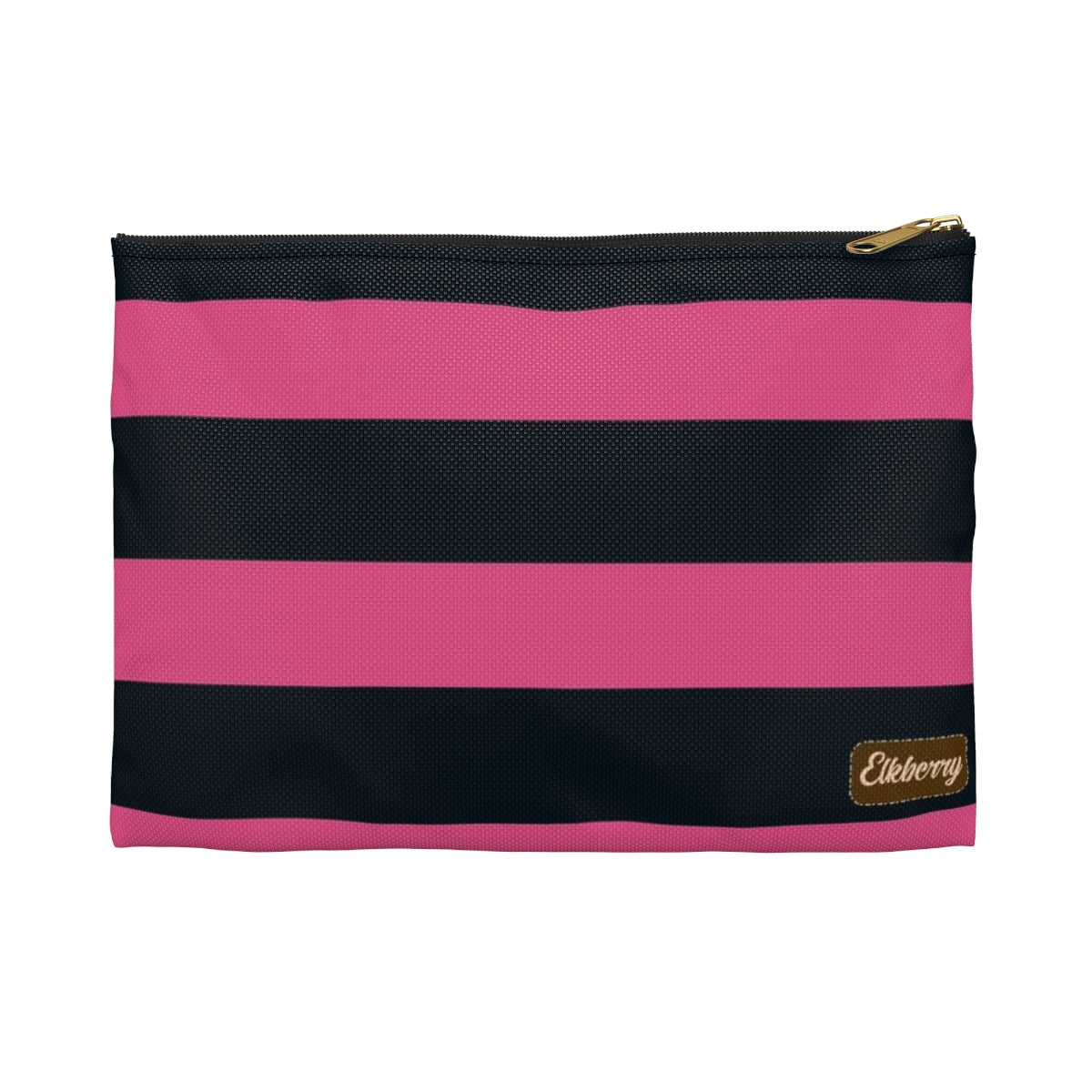 Flat Zipper Pouch - Hot Pink/Navy Stripes