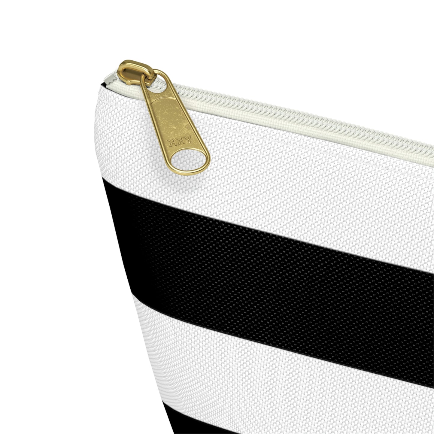 Big Bottom Zipper Pouch - Black/White Stripes