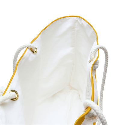 Weekender Tote Bag - Lemon Yellow/White Stripes