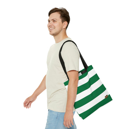 Lightweight Tote Bag - Kelly Green/White Stripes