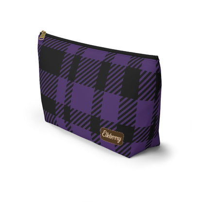 Big Bottom Zipper Pouch - Purple Buffalo Check, Purple Plaid