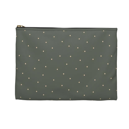 Flat Zipper Pouch - Dots on Sage