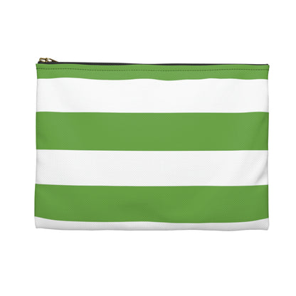 Flat Zipper Pouch - Lime Green/White Stripes