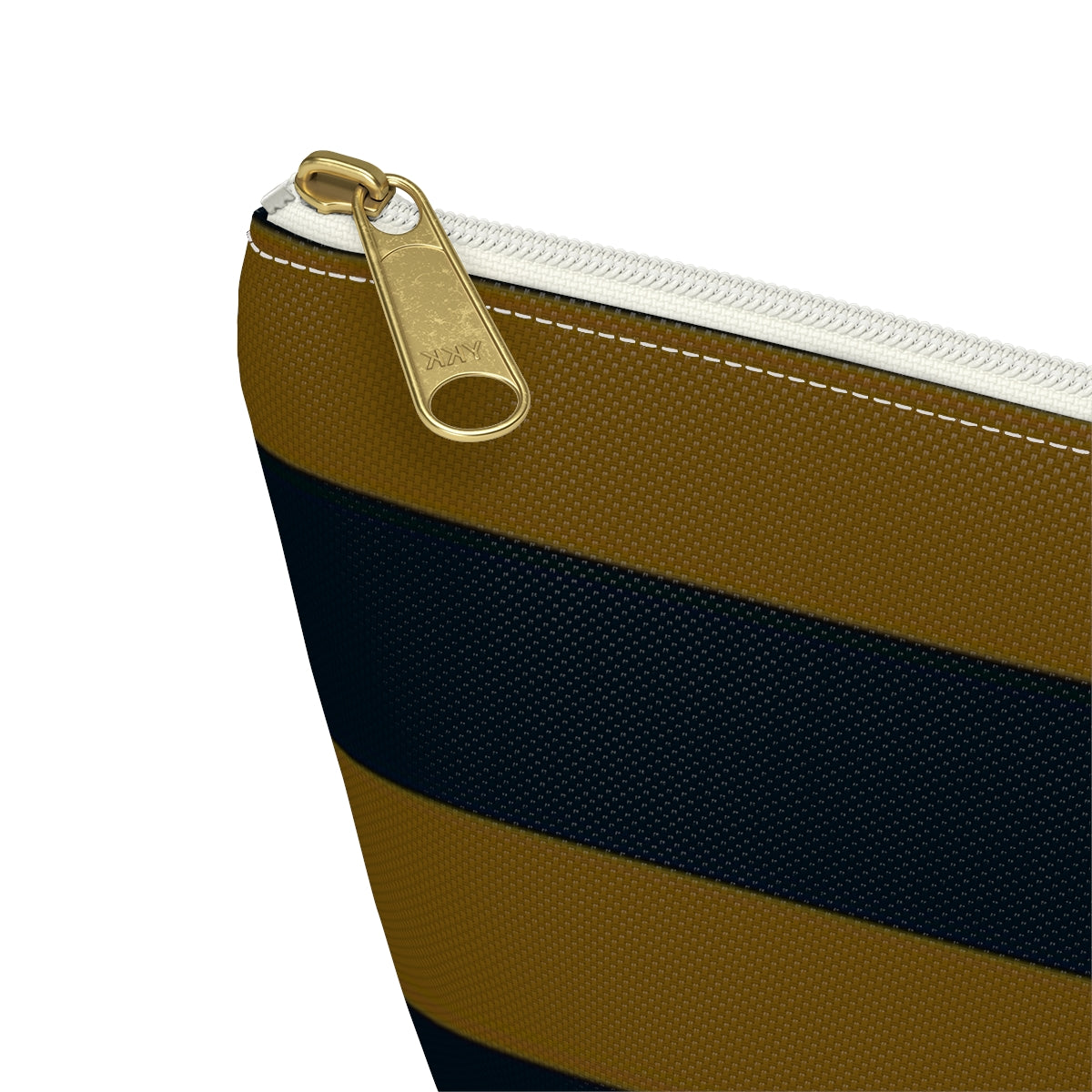 Big Bottom Zipper Pouch - Mustard/Navy Stripes
