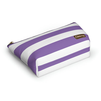 Big Bottom Zipper Pouch - Lilac/White Stripes