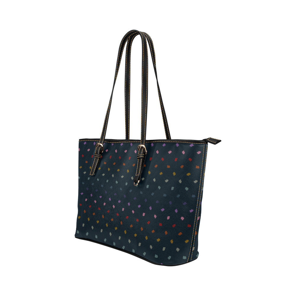Elkberry - Rainbow Vegan Leather Zipper Tote Handbag (Large)