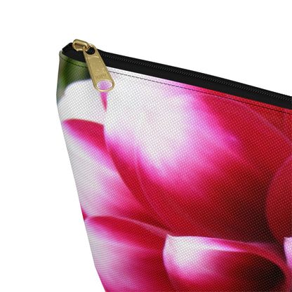 Big Bottom Zipper Pouch - Pink & White Dahlia