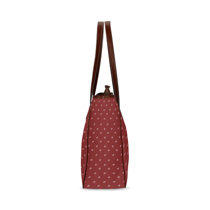 Pink Hearts on Red Classic Tote Handbag