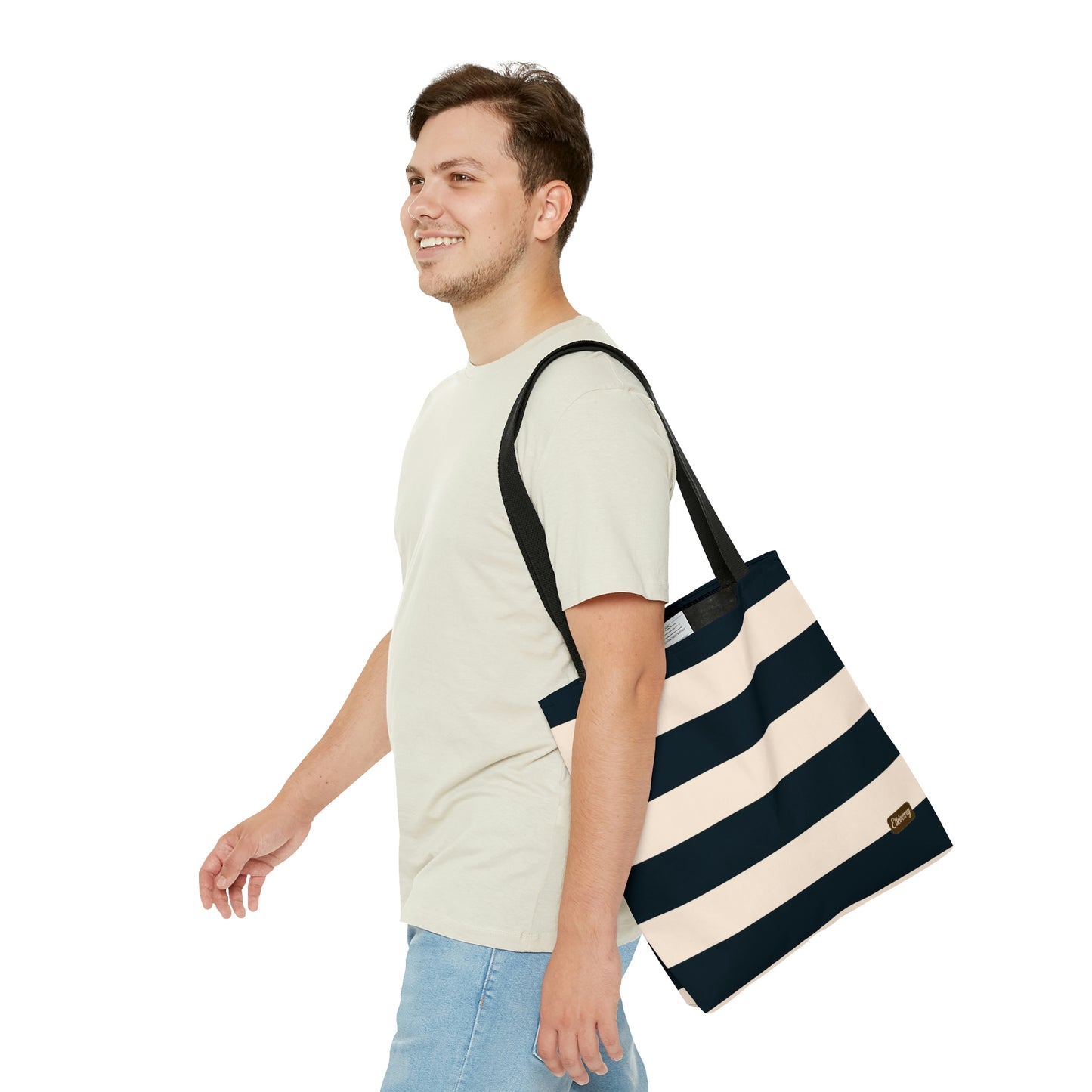 Lightweight Tote Bag - Navy/Cream Stripes