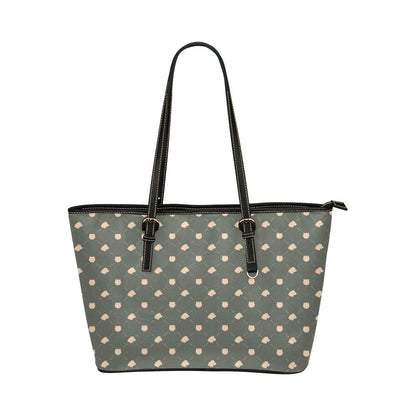 Cat & Dog - Sage Vegan Leather Zipper Tote Handbag (Large)