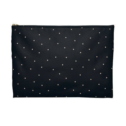 Flat Zipper Pouch - Dots on Navy