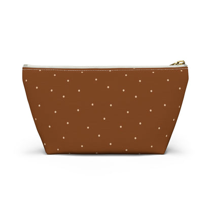 Big Bottom Zipper Pouch - Dots on Pumpkin