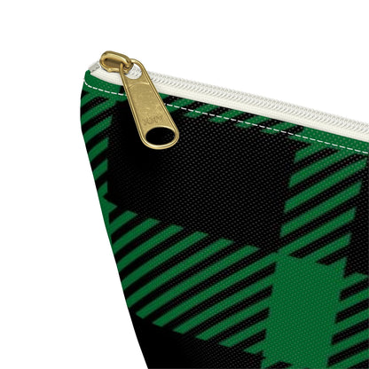Big Bottom Zipper Pouch - Green Buffalo Check, Green Plaid