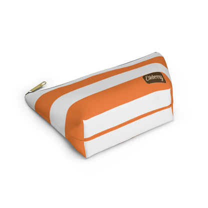 Big Bottom Zipper Pouch - Orange/White Stripes