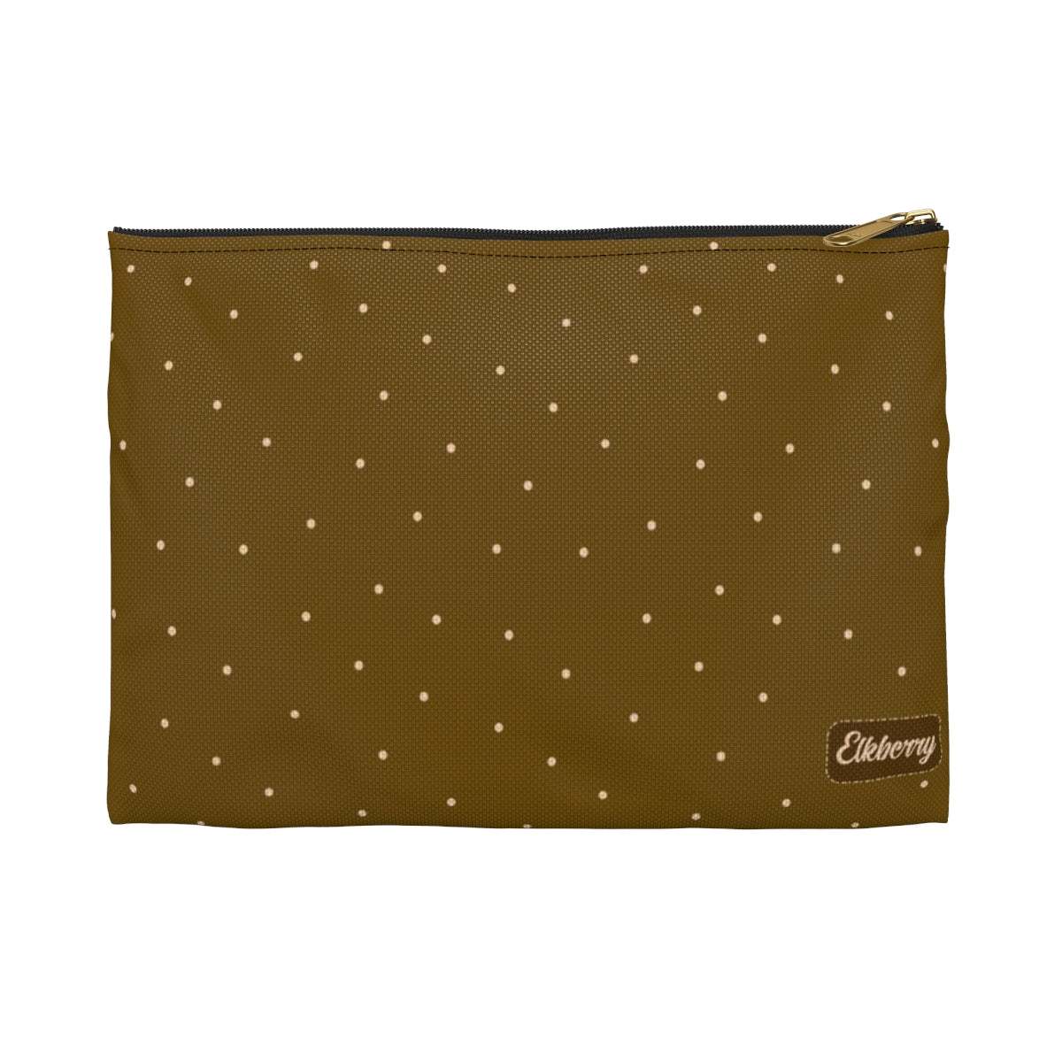 Flat Zipper Pouch - Dots on Mustard