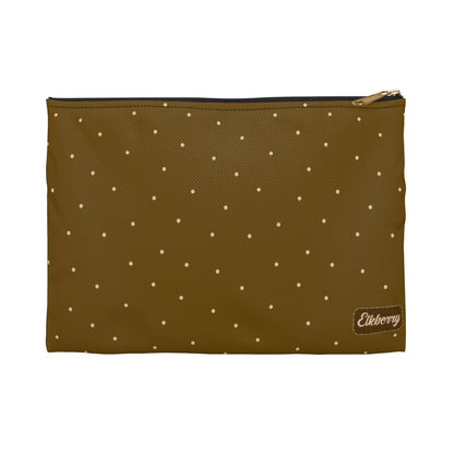 Flat Zipper Pouch - Dots on Mustard