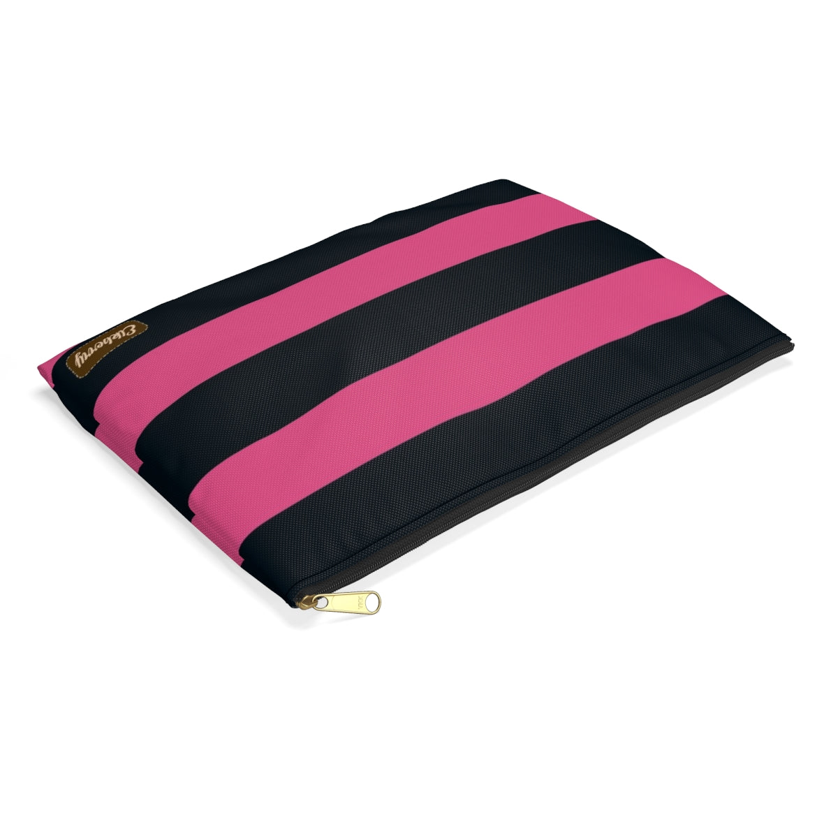 Flat Zipper Pouch - Hot Pink/Navy Stripes