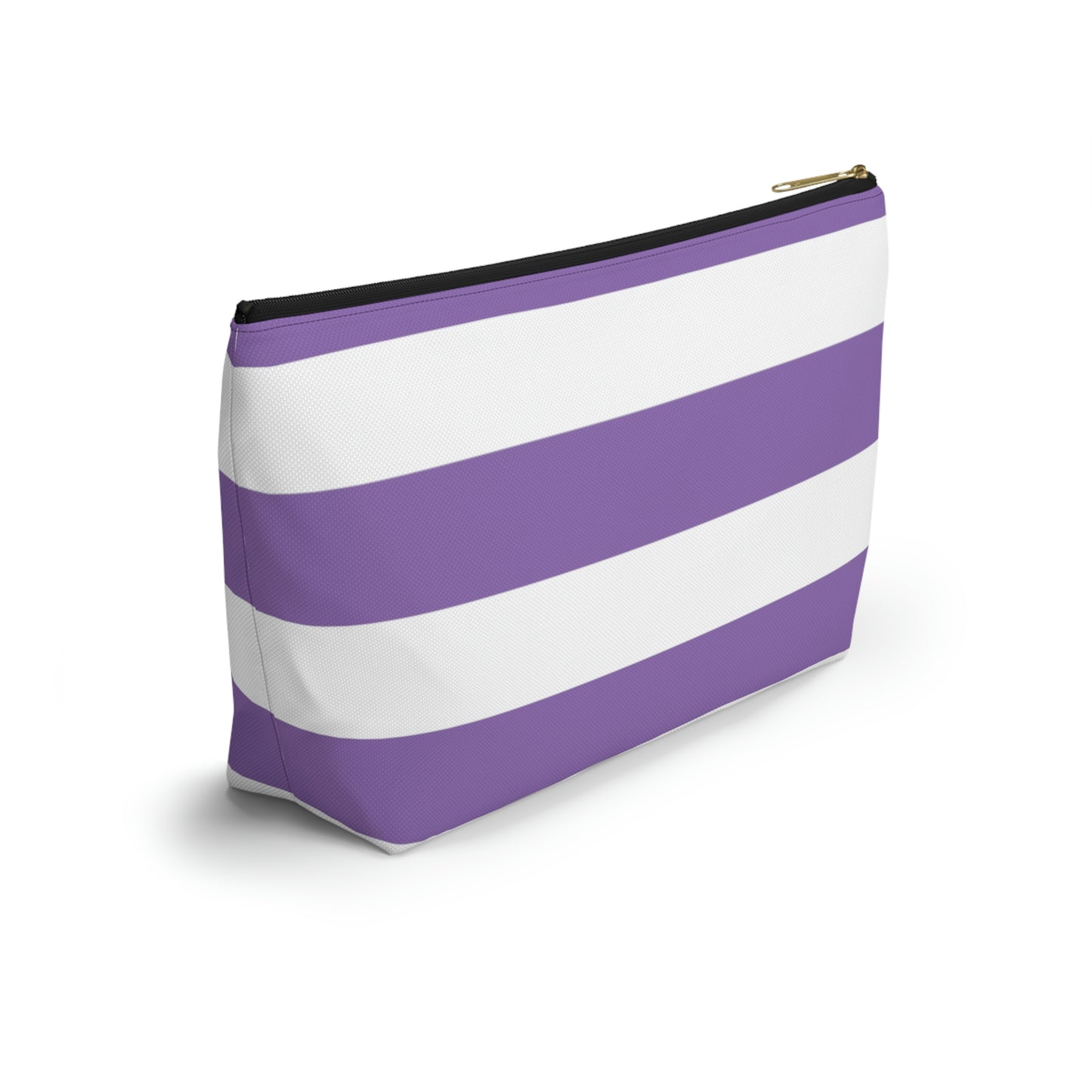 Big Bottom Zipper Pouch - Lilac/White Stripes