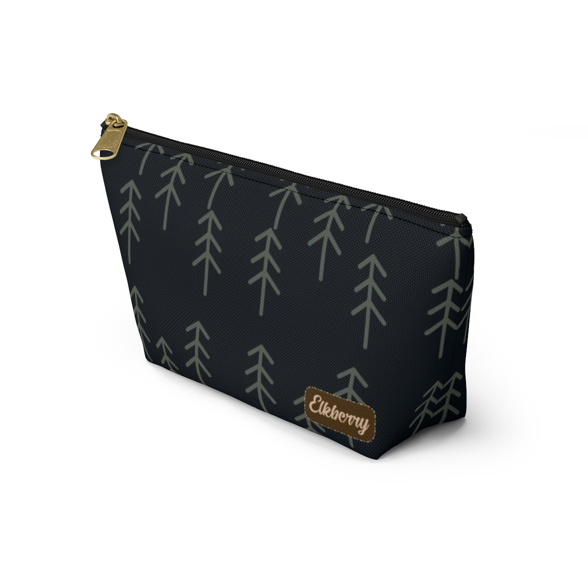 Big Bottom Zipper Pouch - Stick Trees in Navy