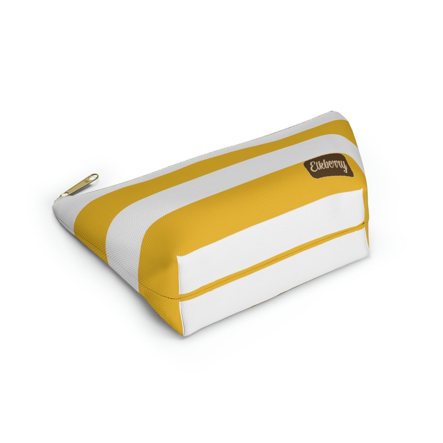 Big Bottom Zipper Pouch - Lemon Yellow/White Stripes