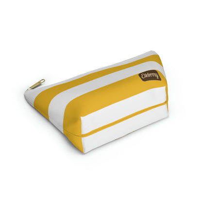 Big Bottom Zipper Pouch - Lemon Yellow/White Stripes