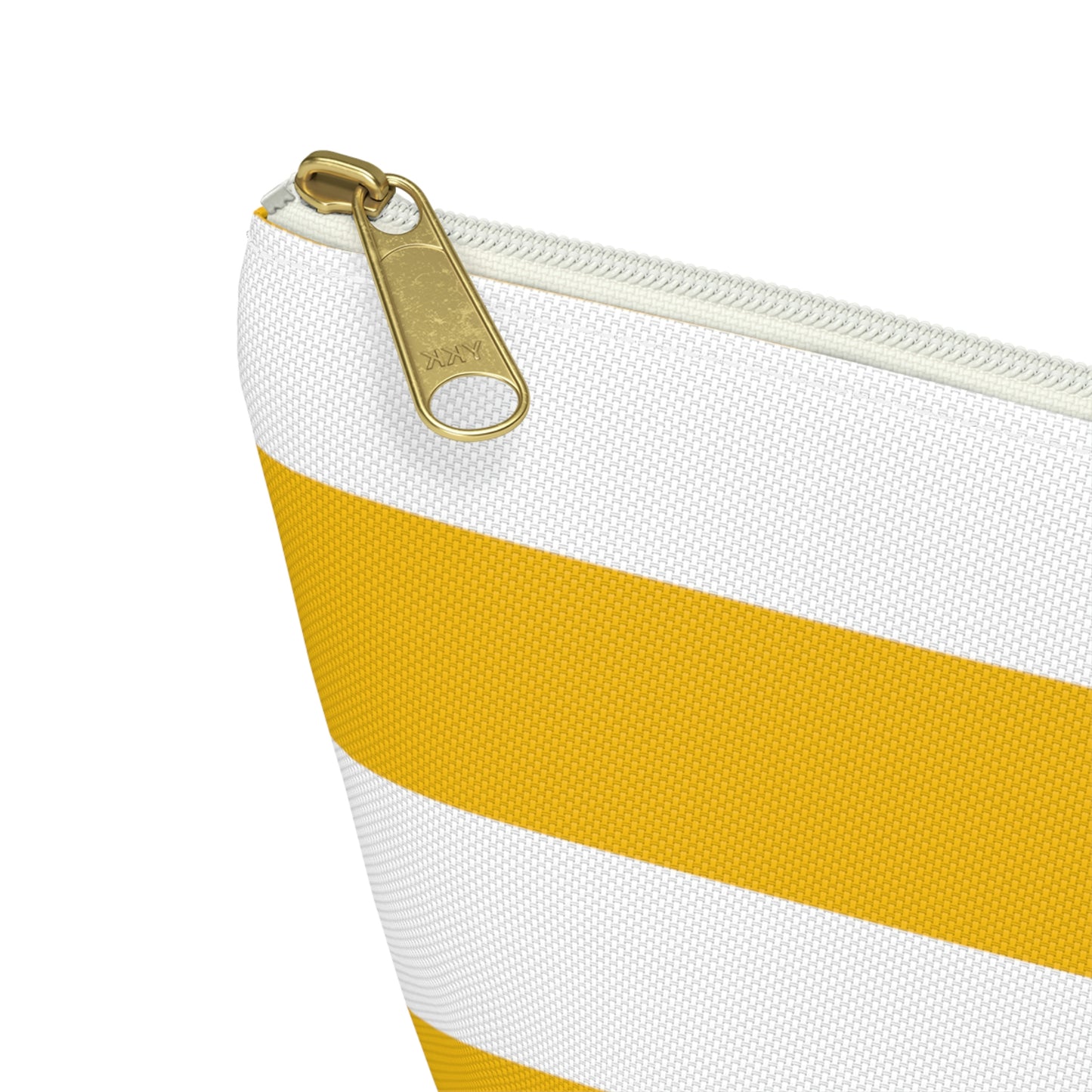 Big Bottom Zipper Pouch - Lemon Yellow/White Stripes