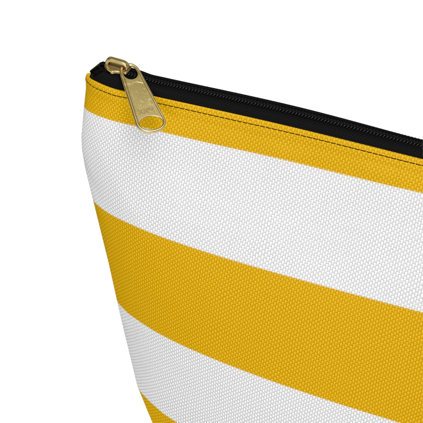 Big Bottom Zipper Pouch - Lemon Yellow/White Stripes