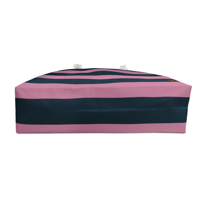 Weekender Tote Bag - Dusty Rose Pink/Navy Stripes