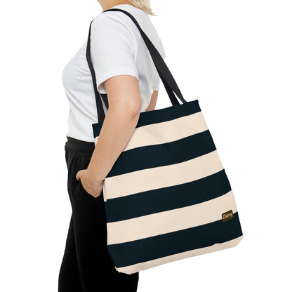 Lightweight Tote Bag - Navy/Cream Stripes