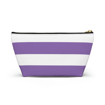 Big Bottom Zipper Pouch - Lilac/White Stripes