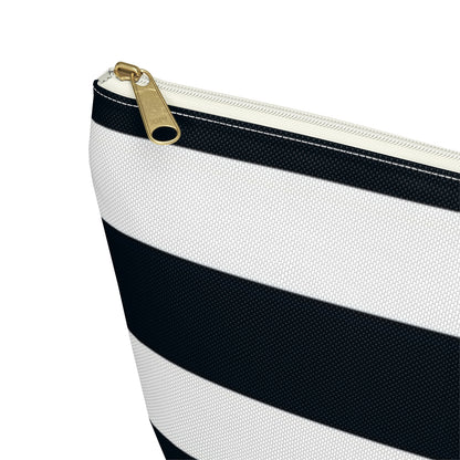 Big Bottom Zipper Pouch - Navy/White Stripes