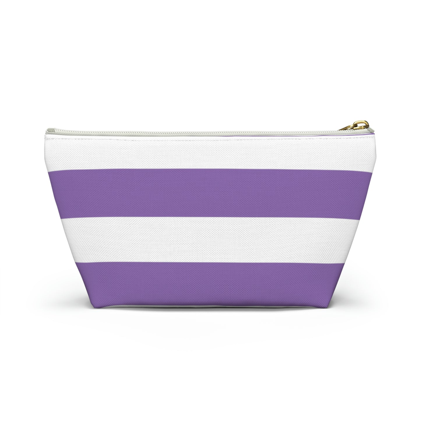 Big Bottom Zipper Pouch - Lilac/White Stripes
