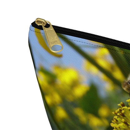 Big Bottom Zipper Pouch - Bee on Yellow Coneflower