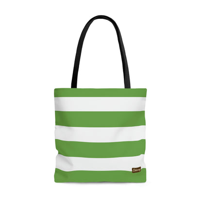 Lightweight Tote Bag - Lime Green/White Stripes