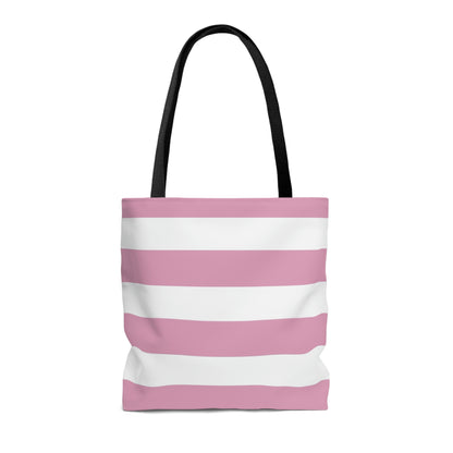 Lightweight Tote Bag - Baby Pink/White Stripes
