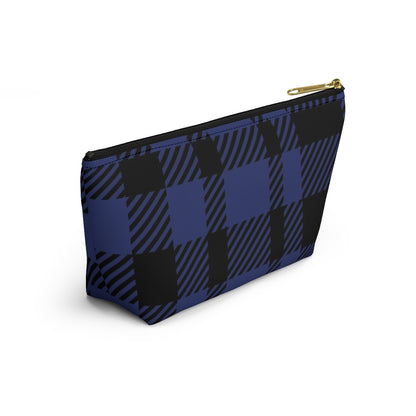 Big Bottom Zipper Pouch - Blue Buffalo Check, Blue Plaid