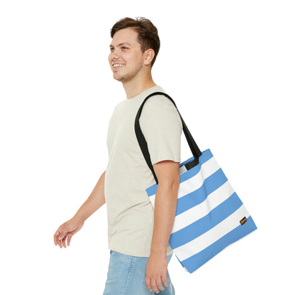 Lightweight Tote Bag - Light Blue/White Stripes