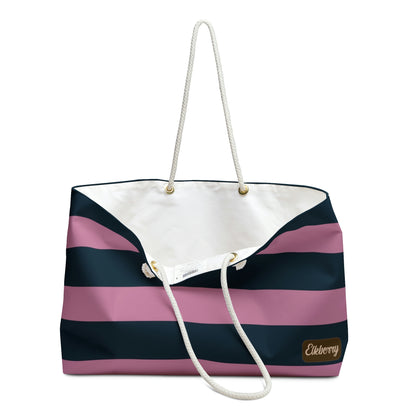 Weekender Tote Bag - Dusty Rose Pink/Navy Stripes